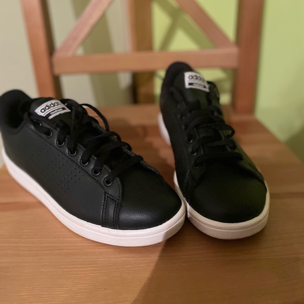 Adidas black leather sneakers